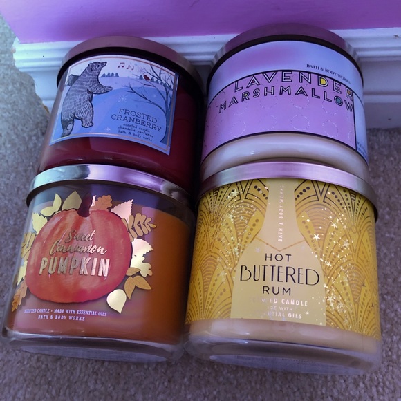Four 3 wick candles